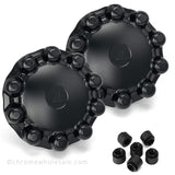 Front Mate Black ABS Plastic Classic Hub Cover System for 10-hole 285.75mm Hub Piloted 22.5" and 24.5" Wheels. Each kit Includes: 2 hub covers, 1 removal tool and 4 retention nuts.