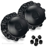 Rear Mate Black ABS Plastic Classic Hub Cover System for 10-hole 285.75mm Hub Piloted 22.5" and 24.5" Wheels (8.00" depth). Each kit Includes: 2 hub covers, 1 removal tool and 6 retention nuts.