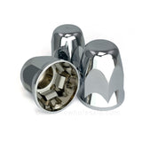 Hug-A-Lug® Nut Cover: Chrome ABS Plastic spring push-on for 33mm 2-piece flange nuts, 3.50" tall (Single)