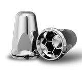 Hug-A-Lug® Nut Cover: Aero Chrome ABS Plastic thread-on for 33mm 2-piece flange nuts, 3.20" tall